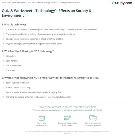 test questions for impact of technology on the arts|Quiz & Worksheet .